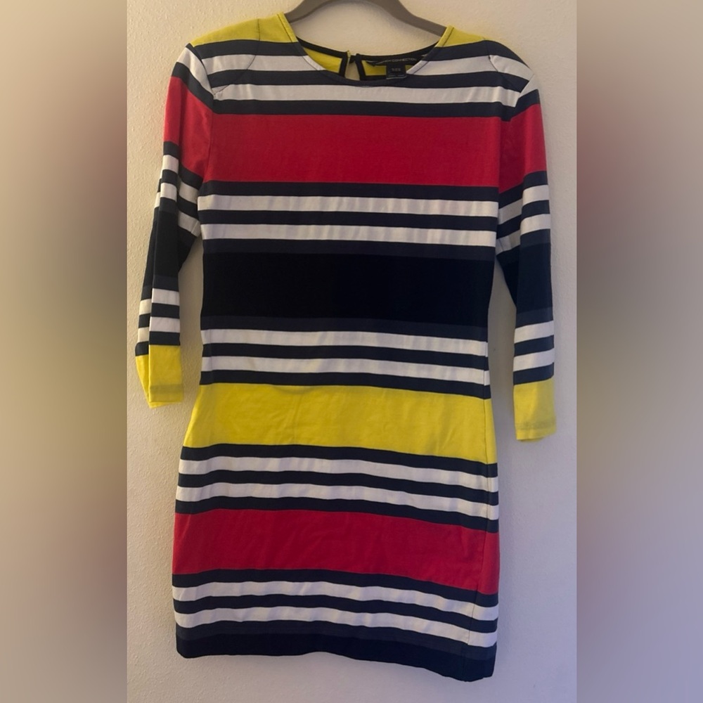 French Connection Navy and Yellow Striped Top